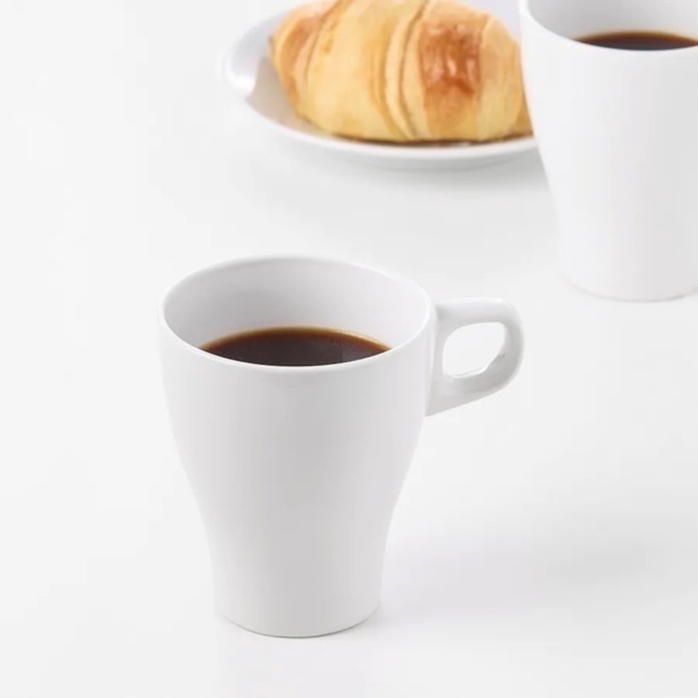 2 IKEA white FÄRGRIK Mugs stoneware 8oz coffee Tea cups